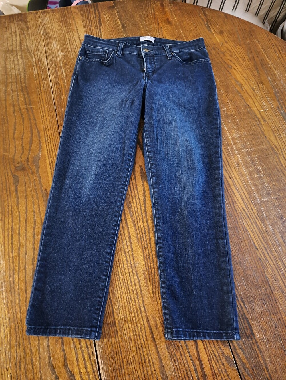 Crown & Ivy Skinny Crop Blue Jeans Size 8 Rolled Cuff Denim Stretch CI-176